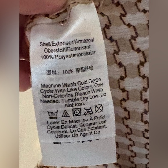 DKNY Beige Geometric Long Sleeve Dress - Picture 3 of 6